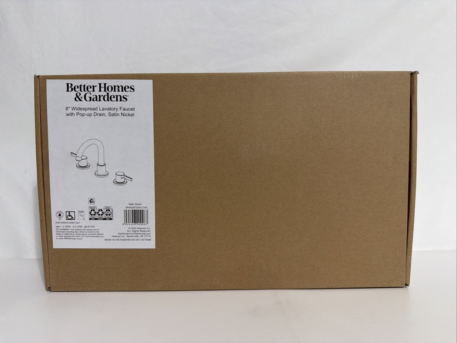 Better Homes & Gardens Clean Modern 8" Widespread Bathroom Faucet + Pop Up Drain
