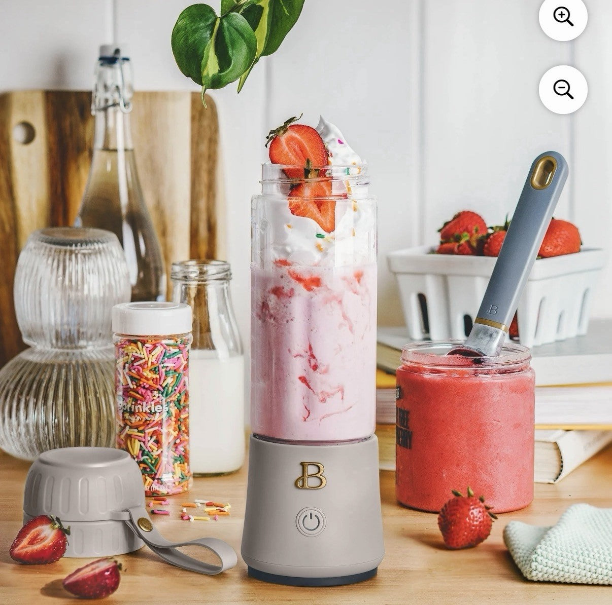 Beautiful Portable To-Go Blender 2.0 by Drew Barrymore 16 oz Porcini Taupe NEW