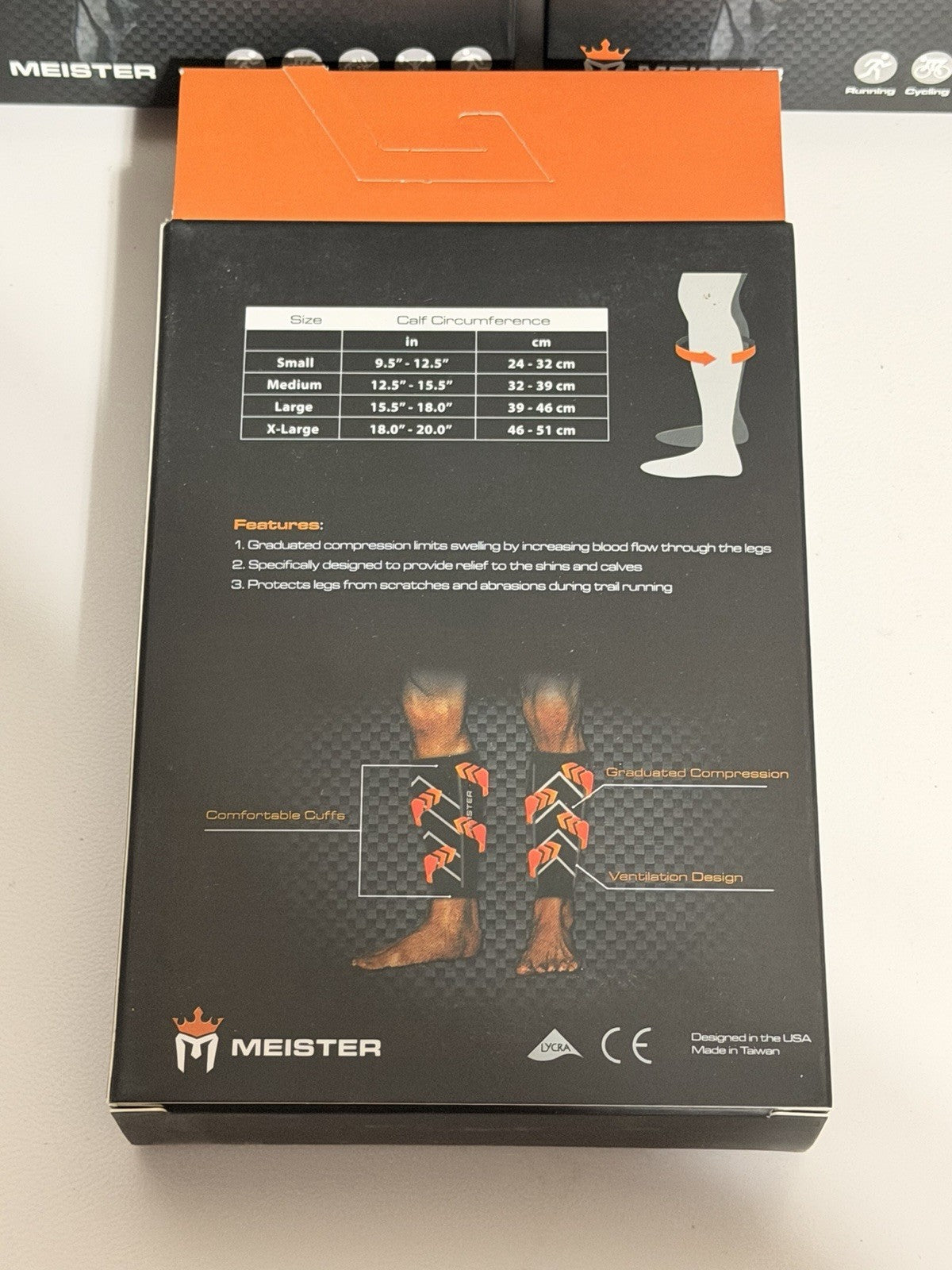 3 Pairs! Meister Compression Sleeves Calf & Shin Blue Socks - Small - NEW IN BOX