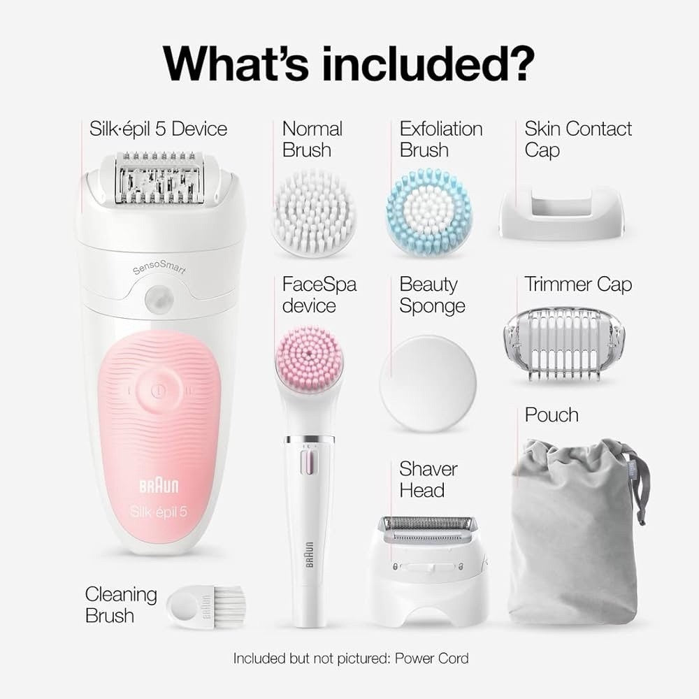 Braun Silk-épil Wet & Dry 5 5-895 Beauty Set, Women Epilator for Hair Removal