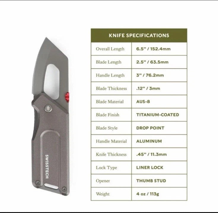 Swiss Tech Stammig 6.5" Ball Bearing Assisted Folding Pocket Knife 2.5" Blade