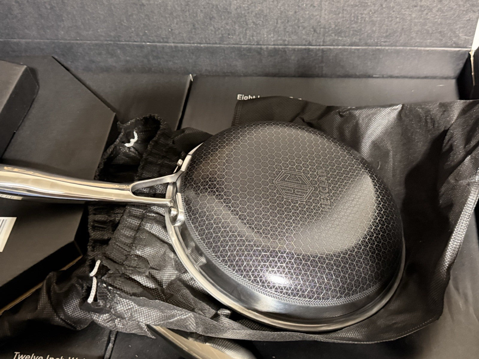 HexClad Hybrid 7-Piece Cookware Fry Pan Set 8”  10”  12” Inch W/ Lids & 12” Wok