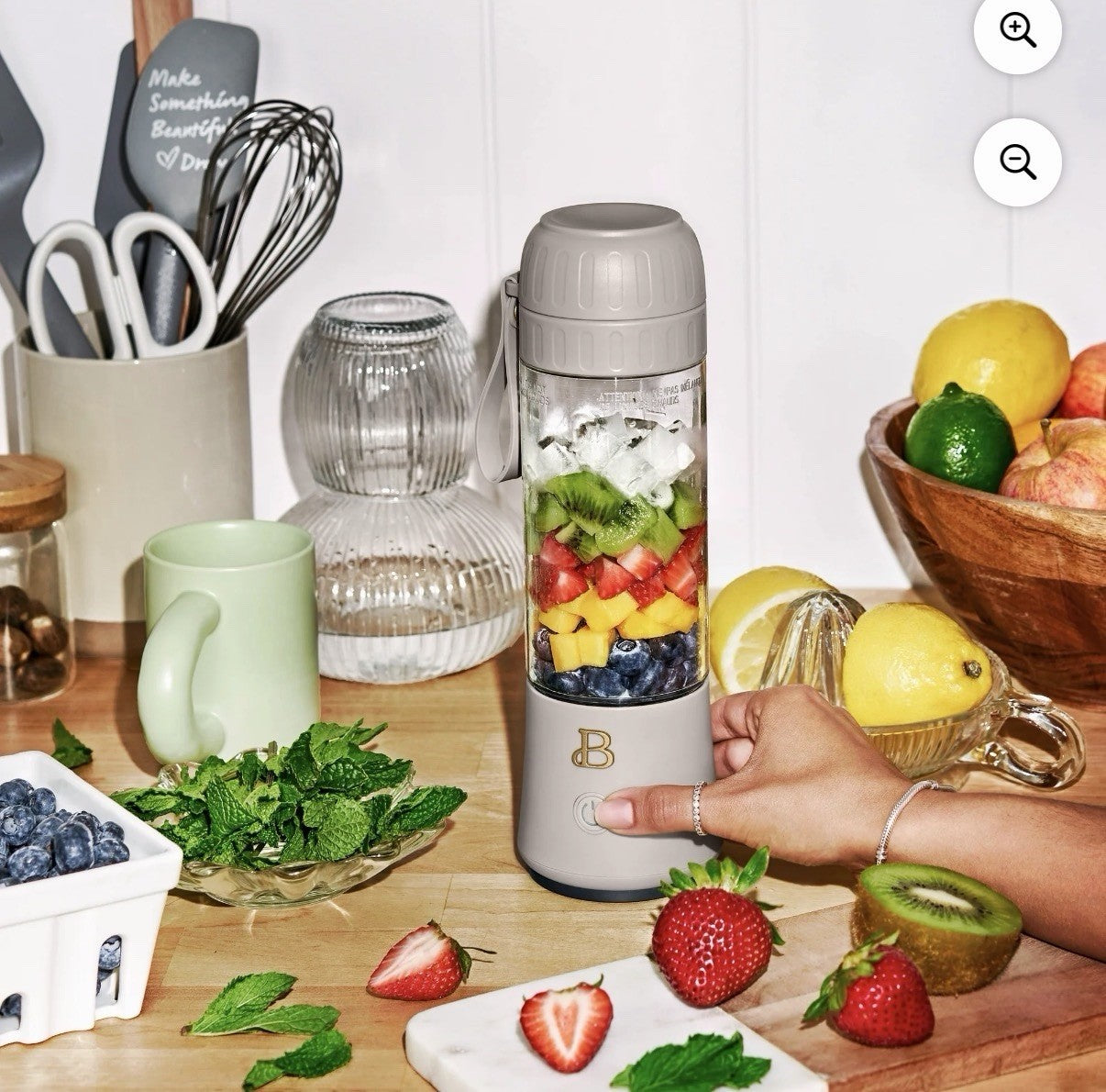 Beautiful Portable To-Go Blender 2.0 by Drew Barrymore 16 oz Porcini Taupe NEW
