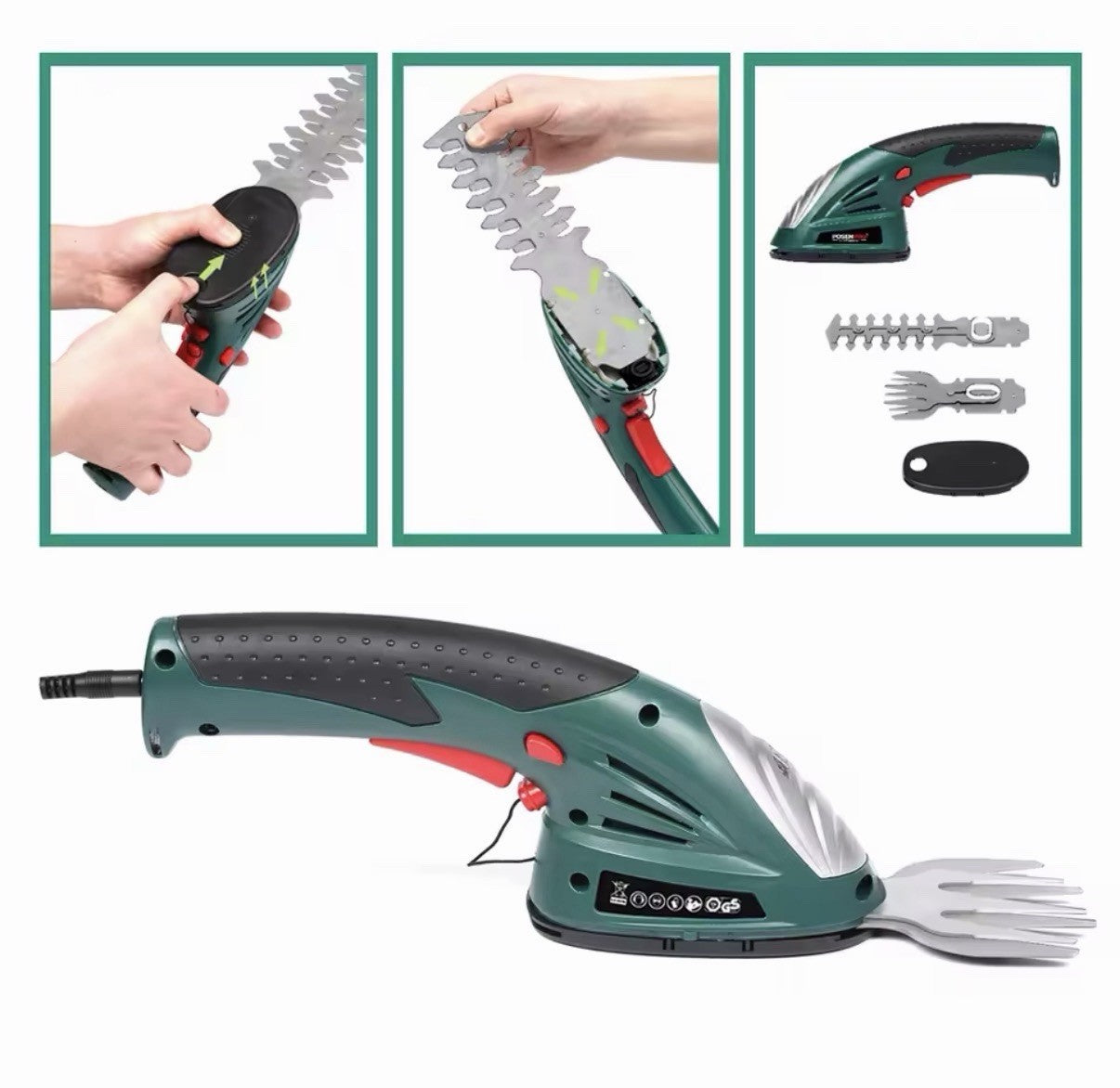 7.2V Cordless Grass Hedge Trimmer 2in1 Battery Rechargeable Shear Hedger