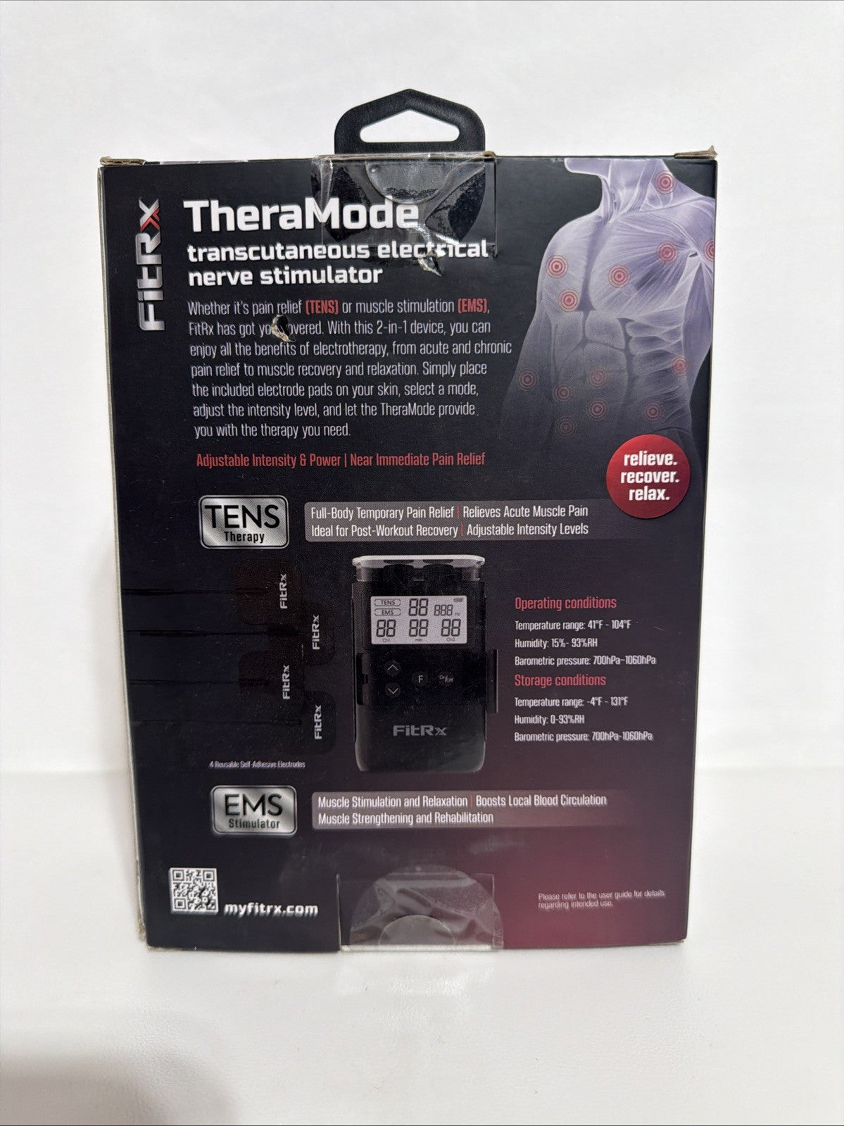 FitRx TheraMode Electrode Stimulator TEMS ENS 2 Modes Muscle Stimulation NEW NIB