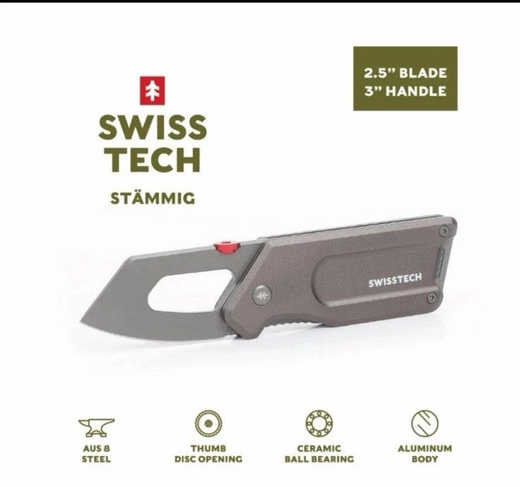 Swiss Tech Stammig 6.5" Ball Bearing Assisted Folding Pocket Knife 2.5" Blade