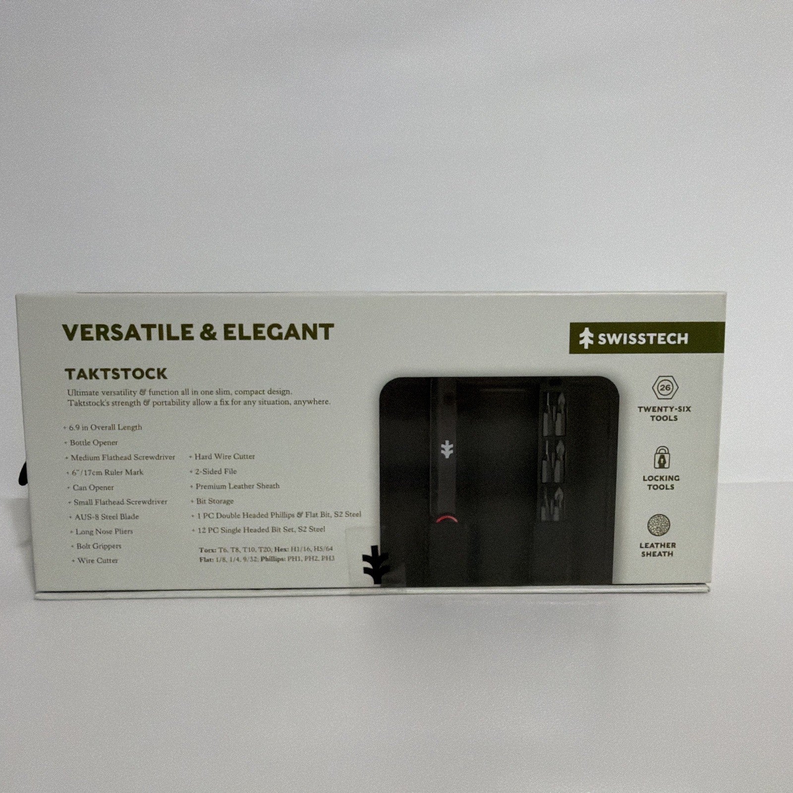Swiss Tech Taktstock AUS-8 Steel Blade 26-in-1 Folding Multitool NEW & SEALED