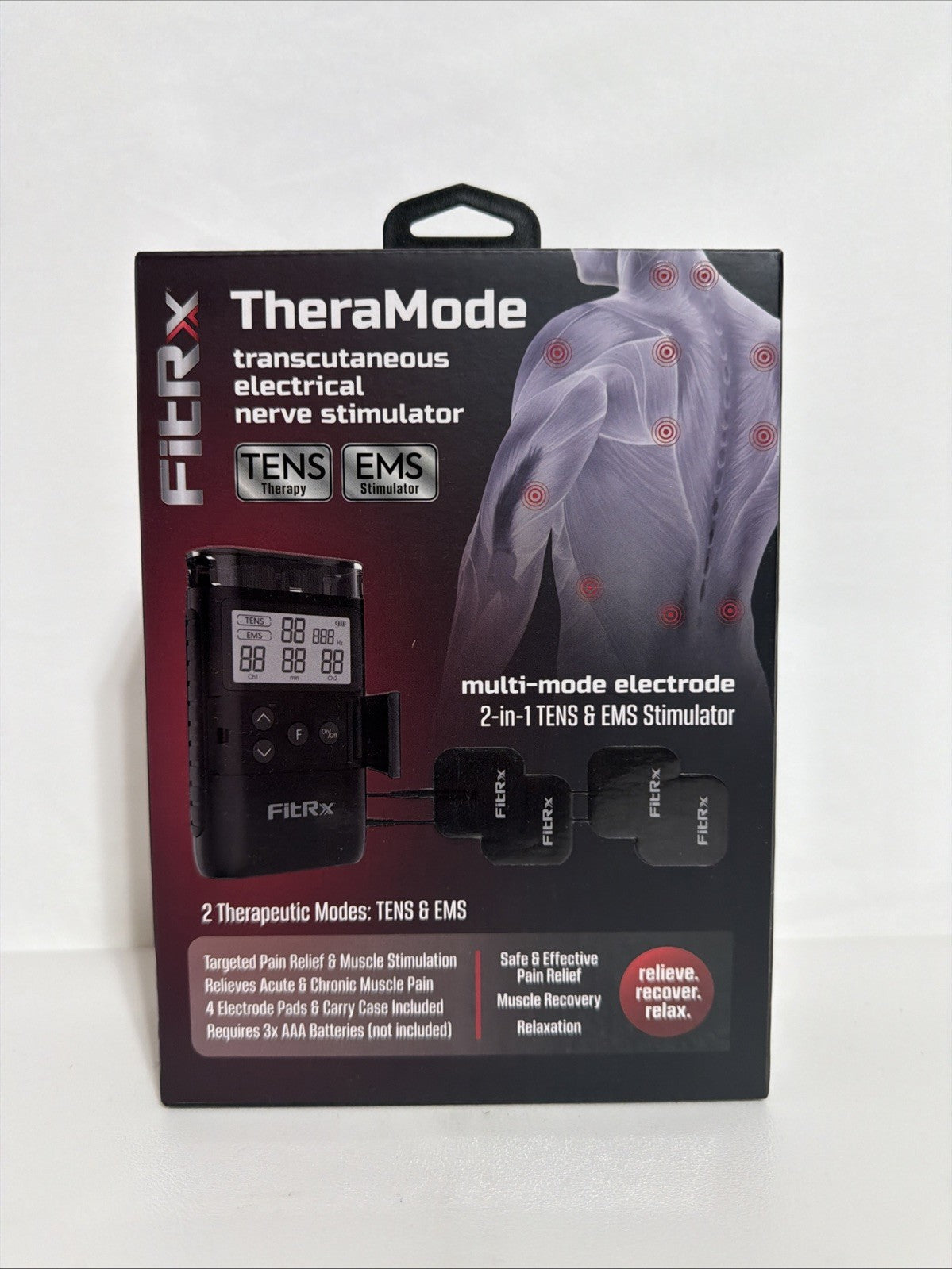 FitRx TheraMode Electrode Stimulator TEMS ENS 2 Modes Muscle Stimulation NEW NIB